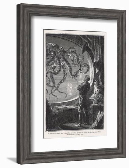 20,000 Leagues Under the Sea: Giant Squid Seen from the Safety of the Nautilus-Hildebrand-Framed Photographic Print