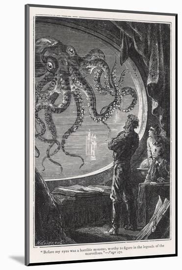 20,000 Leagues Under the Sea: Giant Squid Seen from the Safety of the Nautilus-Hildebrand-Mounted Photographic Print