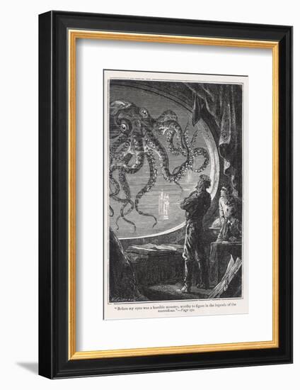 20,000 Leagues Under the Sea: Giant Squid Seen from the Safety of the Nautilus-Hildebrand-Framed Photographic Print