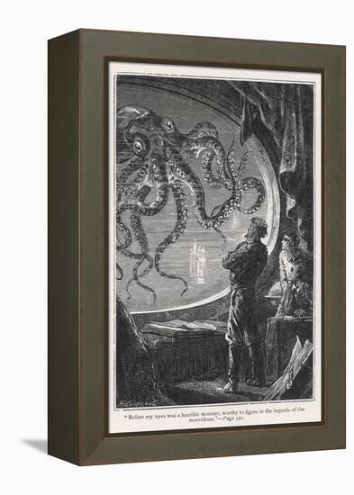 20,000 Leagues Under the Sea: Giant Squid Seen from the Safety of the Nautilus-Hildebrand-Framed Premier Image Canvas