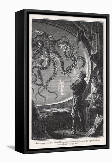 20,000 Leagues Under the Sea: Giant Squid Seen from the Safety of the Nautilus-Hildebrand-Framed Premier Image Canvas