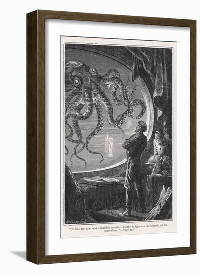 20,000 Leagues Under the Sea: Giant Squid Seen from the Safety of the Nautilus-Hildebrand-Framed Premium Photographic Print