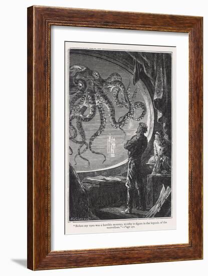 20,000 Leagues Under the Sea: Giant Squid Seen from the Safety of the Nautilus-Hildebrand-Framed Premium Photographic Print