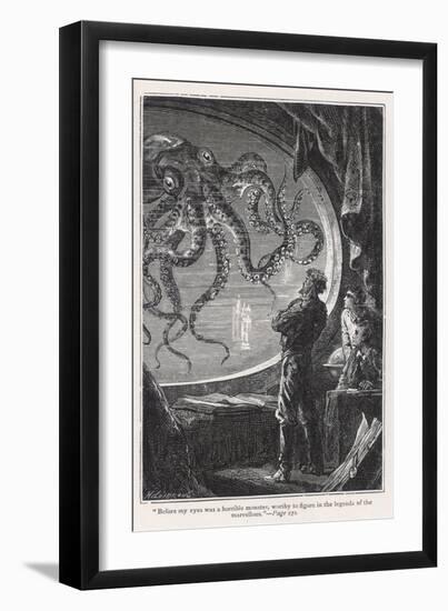 20,000 Leagues Under the Sea: Giant Squid Seen from the Safety of the Nautilus-Hildebrand-Framed Premium Photographic Print