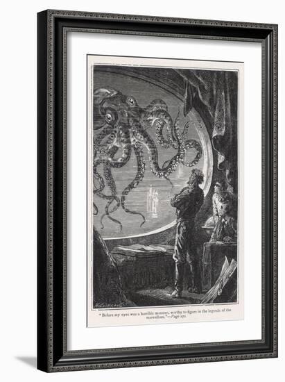 20,000 Leagues Under the Sea: Giant Squid Seen from the Safety of the Nautilus-Hildebrand-Framed Premium Photographic Print