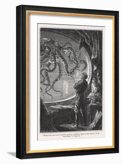20,000 Leagues Under the Sea: Giant Squid Seen from the Safety of the Nautilus-Hildebrand-Framed Premium Photographic Print