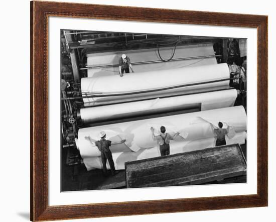 20 Ft. Roll of Finished Paper Arriving on the Rewinder, Ready to Be Cut and Shipped from Paper Mill-Margaret Bourke-White-Framed Premium Photographic Print