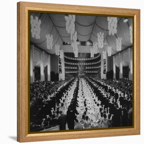 200 International Debutantes Dancing Polonaise at Opera Centennial Party-null-Framed Premier Image Canvas