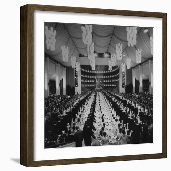 200 International Debutantes Dancing Polonaise at Opera Centennial Party-null-Framed Photographic Print