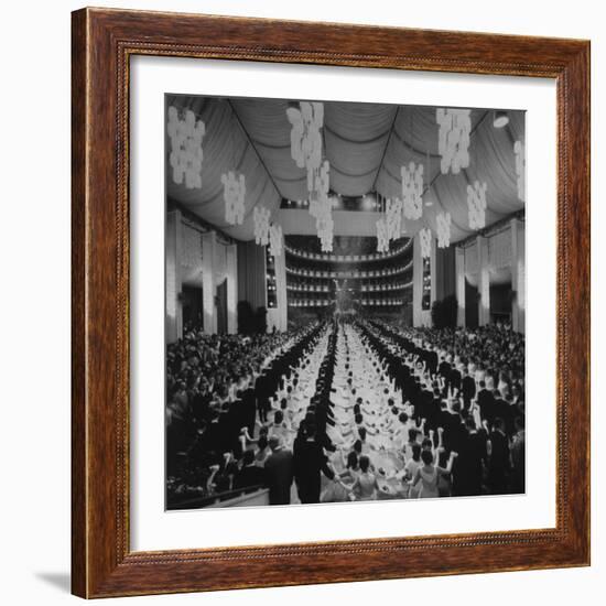 200 International Debutantes Dancing Polonaise at Opera Centennial Party-null-Framed Photographic Print