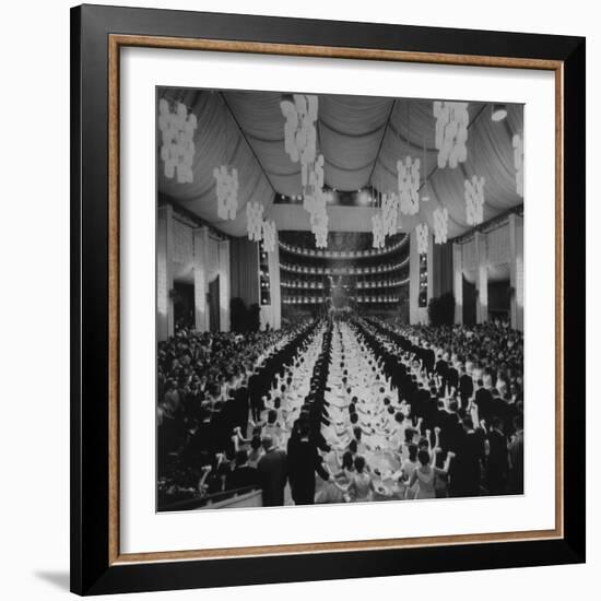 200 International Debutantes Dancing Polonaise at Opera Centennial Party-null-Framed Photographic Print