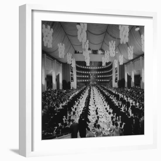 200 International Debutantes Dancing Polonaise at Opera Centennial Party-null-Framed Photographic Print