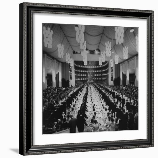 200 International Debutantes Dancing Polonaise at Opera Centennial Party-null-Framed Photographic Print