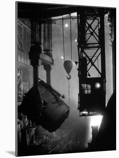 200-Ton Ladle at Work Near Blast Furnace in the Otis Steel Mill-Margaret Bourke-White-Mounted Photographic Print