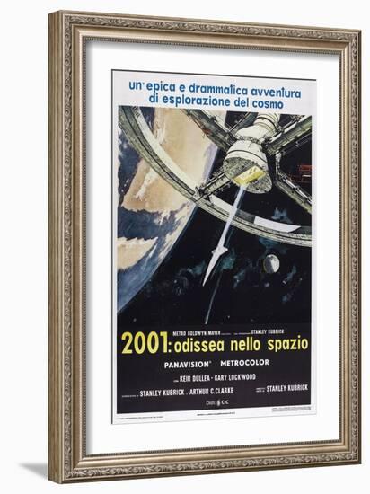 2001: A Space Odyssey, (aka 2001: Odissea Nello Spazio), Italian poster,  1968-null-Framed Art Print