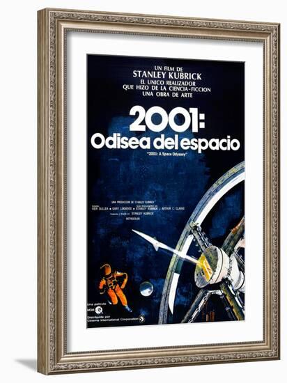 2001: A Space Odyssey, (aka 2001: Una Odisea Del Espacio), Spanish Language Poster, 1968-null-Framed Art Print