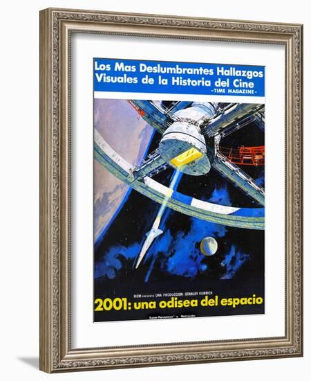 2001: a Space Odyssey, (AKA 2001: Una Odisea Del Espacio), Spanish Language Poster Art, 1968-null-Framed Art Print