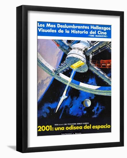 2001: a Space Odyssey, (AKA 2001: Una Odisea Del Espacio), Spanish Language Poster Art, 1968-null-Framed Art Print