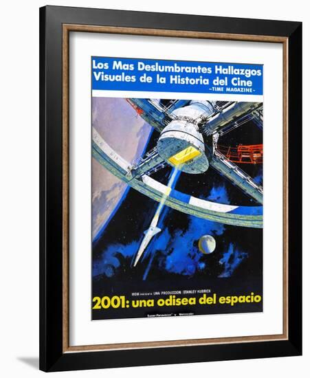 2001: a Space Odyssey, (AKA 2001: Una Odisea Del Espacio), Spanish Language Poster Art, 1968-null-Framed Art Print