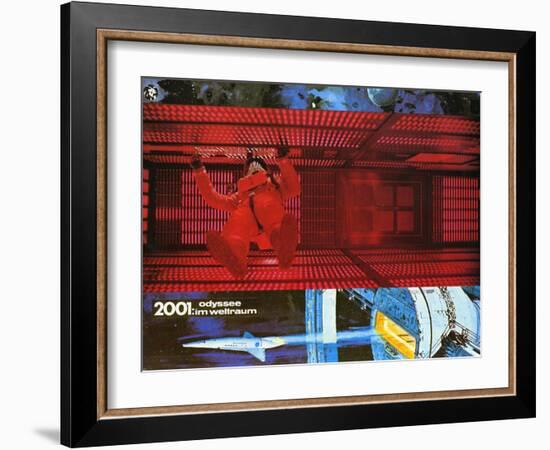 2001: A Space Odyssey, German Movie Poster, 1968-null-Framed Art Print