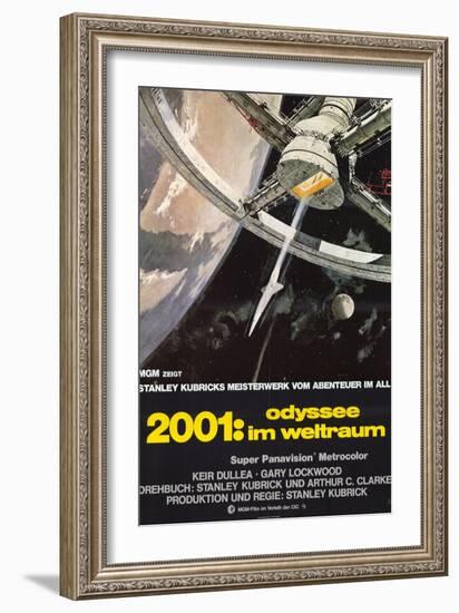 2001: A Space Odyssey, German Movie Poster, 1968-null-Framed Premium Giclee Print