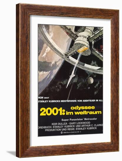 2001: A Space Odyssey, German Movie Poster, 1968-null-Framed Art Print