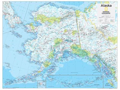 Vintage 1994 National Geographic Map of Alaska