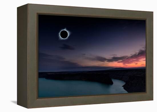 2018 total solar eclipse in Madras, Oregon over the Palisades State Park in path of totality-David Chang-Framed Premier Image Canvas