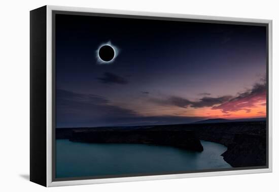 2018 total solar eclipse in Madras, Oregon over the Palisades State Park in path of totality-David Chang-Framed Premier Image Canvas