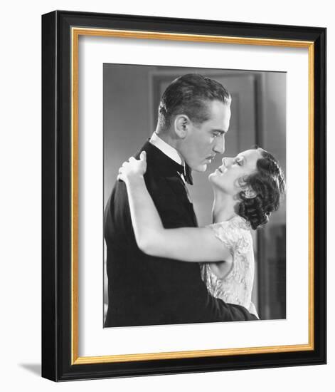 20ies Film Couple Embracing-null-Framed Art Print