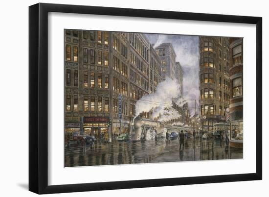 20Th Century Ltd. At Syracuse Ny, Washington And Wharf Sts., Ca. 1936-Stanton Manolakas-Framed Giclee Print