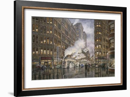20Th Century Ltd. At Syracuse Ny, Washington And Wharf Sts., Ca. 1936-Stanton Manolakas-Framed Giclee Print