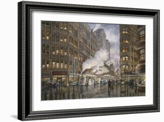 20Th Century Ltd. At Syracuse Ny, Washington And Wharf Sts., Ca. 1936-Stanton Manolakas-Framed Giclee Print