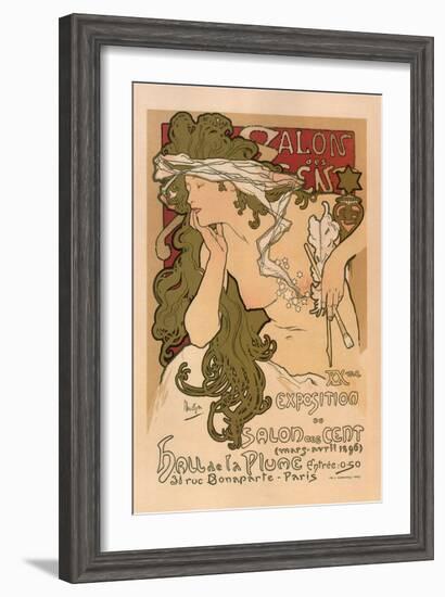 20th Exhibition of the Salon De Cent-Alphonse Mucha-Framed Art Print