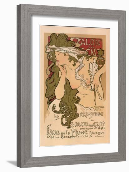 20th Exhibition of the Salon De Cent-Alphonse Mucha-Framed Art Print