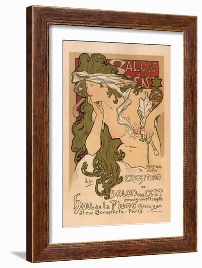 20th Exhibition of the Salon De Cent-Alphonse Mucha-Framed Art Print