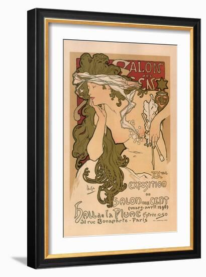 20th Exhibition of the Salon De Cent-Alphonse Mucha-Framed Art Print