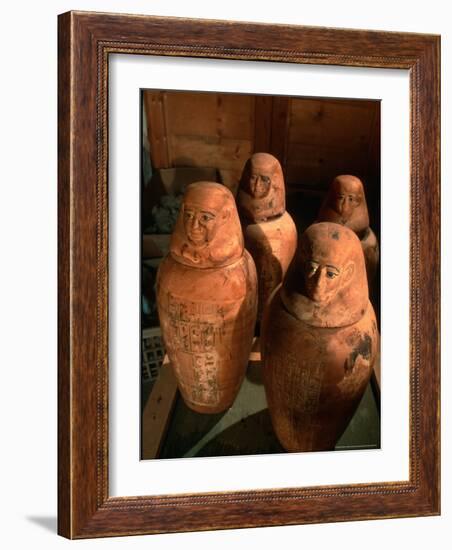 26th Dynasty Canopic Jars, Tomb of Iufaa, Abu Sir, Egypt-Kenneth Garrett-Framed Photographic Print