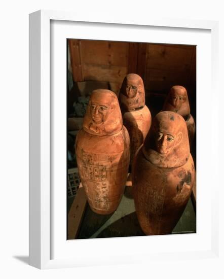 26th Dynasty Canopic Jars, Tomb of Iufaa, Abu Sir, Egypt-Kenneth Garrett-Framed Photographic Print