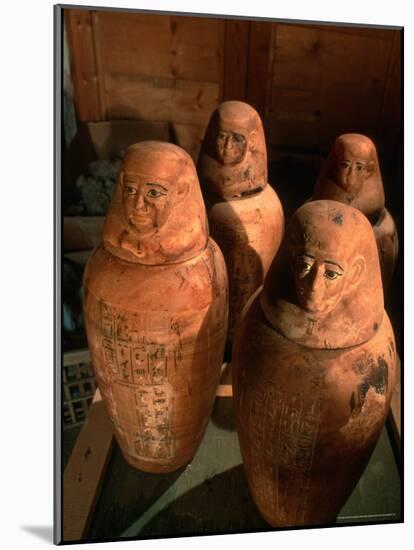 26th Dynasty Canopic Jars, Tomb of Iufaa, Abu Sir, Egypt-Kenneth Garrett-Mounted Photographic Print