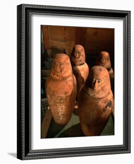 26th Dynasty Canopic Jars, Tomb of Iufaa, Abu Sir, Egypt-Kenneth Garrett-Framed Photographic Print