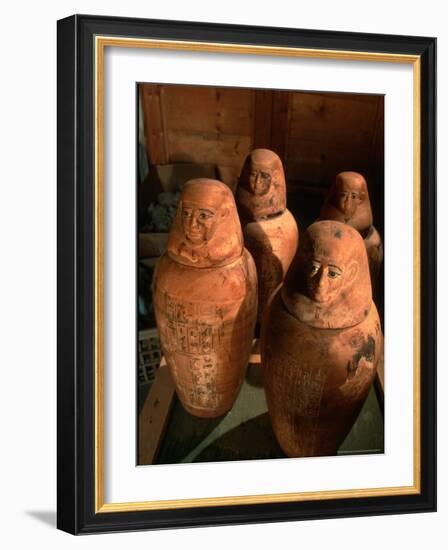 26th Dynasty Canopic Jars, Tomb of Iufaa, Abu Sir, Egypt-Kenneth Garrett-Framed Photographic Print