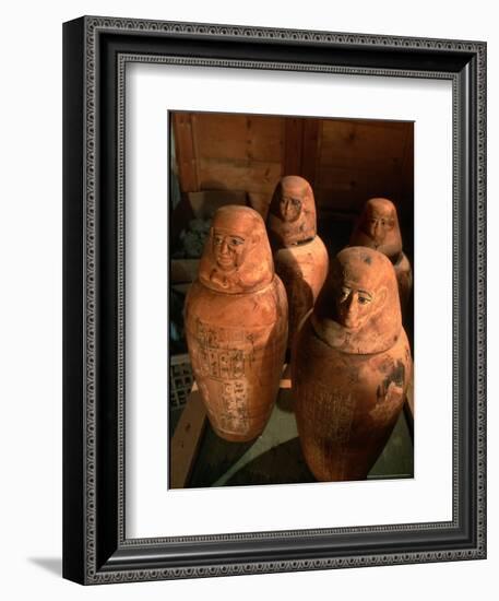 26th Dynasty Canopic Jars, Tomb of Iufaa, Abu Sir, Egypt-Kenneth Garrett-Framed Photographic Print