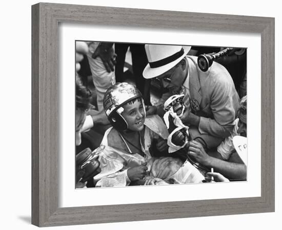 2nd Place Winner Richard Ballard Talking to Reporters After the Soap Box Derby-Carl Mydans-Framed Photographic Print