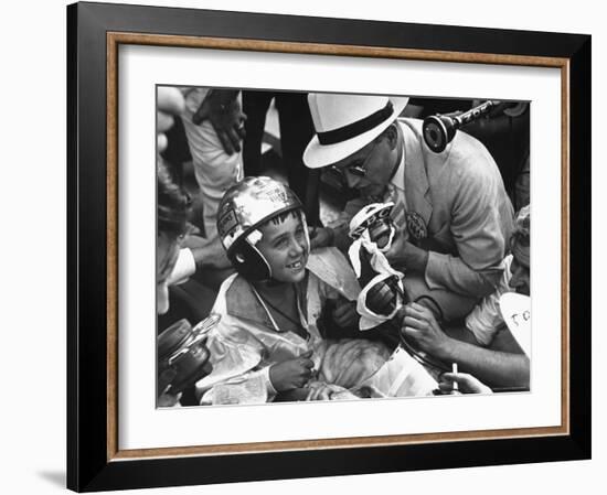 2nd Place Winner Richard Ballard Talking to Reporters After the Soap Box Derby-Carl Mydans-Framed Photographic Print