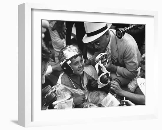 2nd Place Winner Richard Ballard Talking to Reporters After the Soap Box Derby-Carl Mydans-Framed Photographic Print