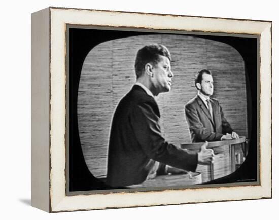 2nd Televised Debate Between Richard M. Nixon and John F. Kennedy-Paul Schutzer-Framed Premier Image Canvas