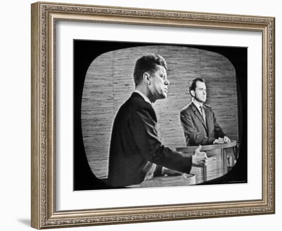 2nd Televised Debate Between Richard M. Nixon and John F. Kennedy-Paul Schutzer-Framed Photographic Print