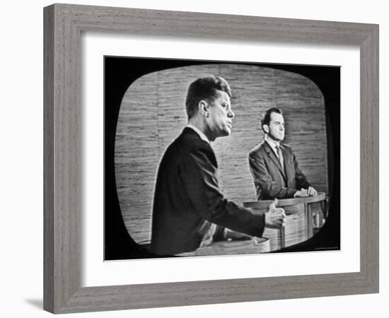 2nd Televised Debate Between Richard M. Nixon and John F. Kennedy-Paul Schutzer-Framed Photographic Print