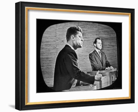 2nd Televised Debate Between Richard M. Nixon and John F. Kennedy-Paul Schutzer-Framed Photographic Print